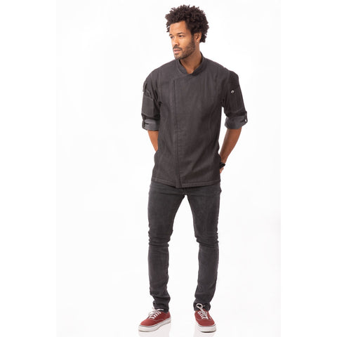 Chef Works EXDZ001BLK3XL Gramercy Denim Chef Coat - Black, 3XL