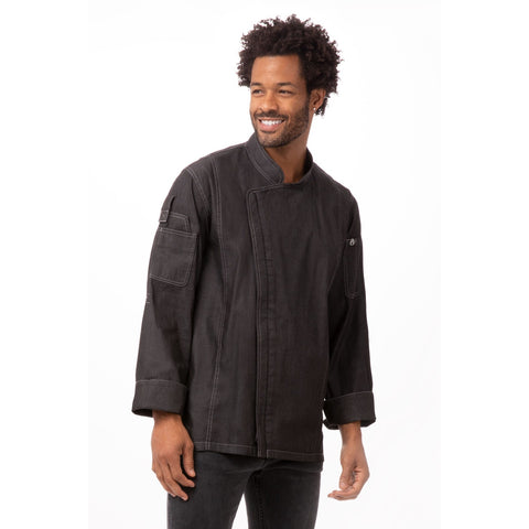Chef Works EXDZ001BLKXL Gramercy Denim Chef Coat - Black, XL