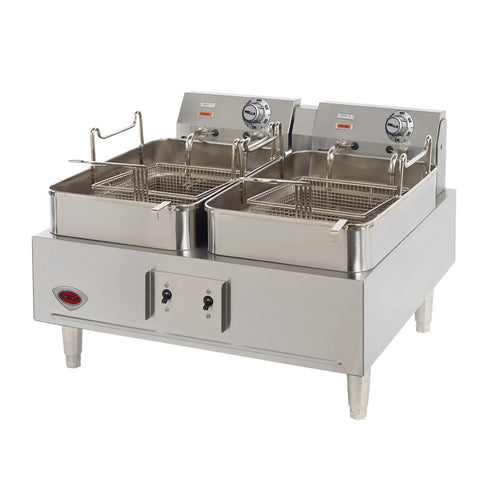 Wells Manufacturing F-30 Electric Countertop Double-Pot Fryer (30 lb Oil Capacity)