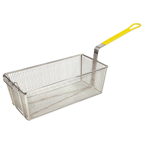 Winco FB-40 Fry Basket with Yellow Handle, 17" x 8-1/4" x 6"