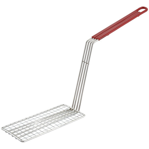 Winco FB-PS Fry Basket Press with 11-in. Red Plastic-Coated Handle