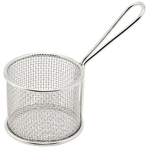 Winco FBM-32R Round Mini Serving Basket, 3-3/4" Dia x 2-7/8"H, Stainless Steel