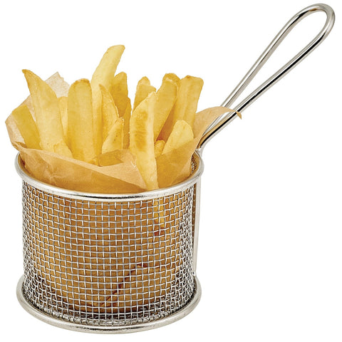 Winco FBM-32R Round Mini Serving Basket, 3-3/4" Dia x 2-7/8"H, Stainless Steel