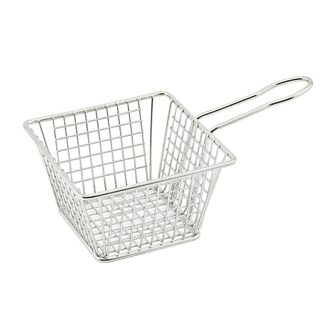 Winco FBM-554S Mini Square Serving Basket, 5"L x 5"W x 4"H, 18/8 Stainless Steel