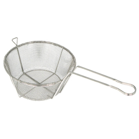 Winco FBRS-9 Round Nickel-Plated Wire Mesh Fry Basket, 9-5/8" Diameter