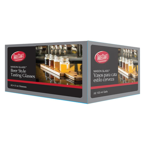 TableCraft Products FLBEER4 4.5 oz Beer Style Mason Jar Tasting Glasses, Pack of 4