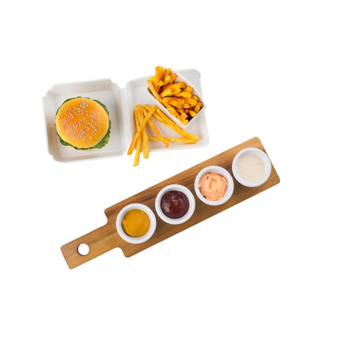 Tablecraft FLIGHT1 Bamboo Paddle Tasting Flight - Reversible, 4-Glass, 17" x 4"