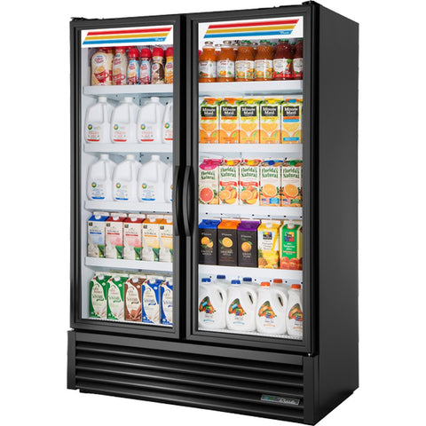 True Manufacturing FLM-54~TSL01 53 7/8" Two-Door Refrigerated Glass Door Merchandiser with LED Lighting