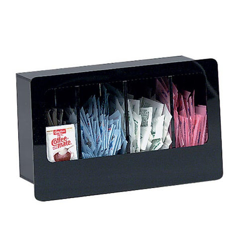 Dispense-Rite FMC-4 Built-In 4-Section Black Acrylic Condiment Organizer