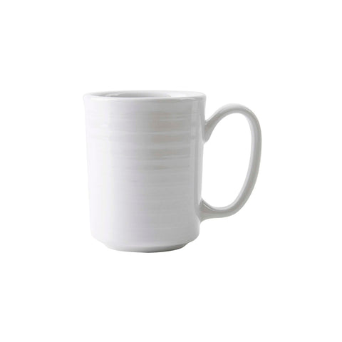 Tuxton China FPM-080 Pacifica 8 oz. Bright White Embossed Vitrified China Mug with Large Handle