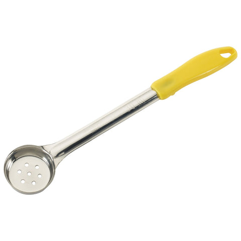 Winco FPP-1 1 oz Perforated One-Piece Stainless Steel Food Portioner with Yellow Handle