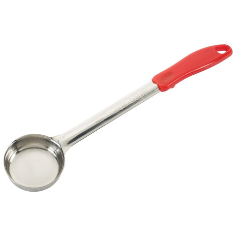 Winco FPS-2 2 oz Solid Food Portioner, One-Piece Stainless Steel with Red Handle