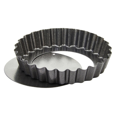 Winco FQP-4 4" Non-Stick Aluminized Carbon Steel Quiche and Tart Pan
