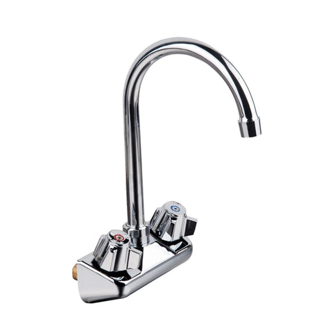 American Chef FW-4-4G Wall-Mounted Faucet, Lead-Free, 4" Centers, 3-1/2" Gooseneck Spout