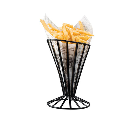American Metalcraft FWB4 Flat Coil Wrought Iron Conical Basket 4-1/2" x 7-1/2"