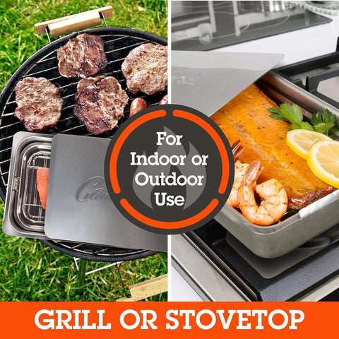 Camerons Original Stovetop Smoker - Stainless Steel Indoor/Outdoor Smoker with Wood Chip Value Pack
