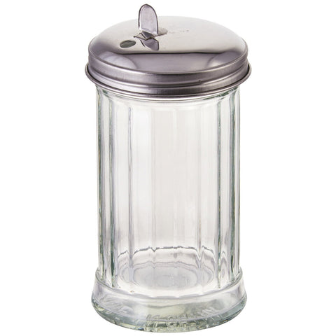 Winco G-102 12 oz Glass Sugar Pourer with Flap Top
