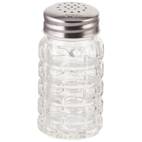 Winco G-118 Classic Glass Salt and Pepper Shaker with Stainless Steel Flat Top, 2 oz