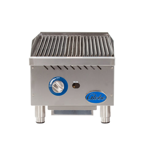 Globe GCB15G-RK 15 in Countertop Gas Charbroiler with Char Rock Kit, 40,000 BTU