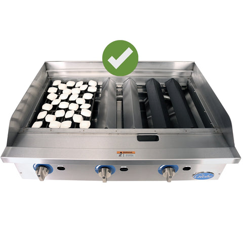 Globe GCB36G-SR 36 in Gas Countertop Charbroiler with Stainless Steel Radiants, 120,000 BTU