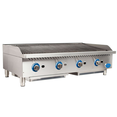 Globe GCB48G-CR 48 in Gas Countertop Charbroiler with Cast Iron Radiants, 160,000 BTU