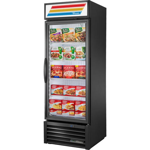 True GDM-23F-HST-HC~TSL01 27" One-Section Black Glass Door Merchandiser Freezer with Health Safety Timer