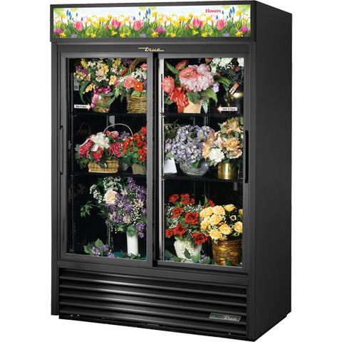 True Manufacturing GDM-47FC-HC-LD 2-Section Sliding Door Refrigerated Floral Merchandiser