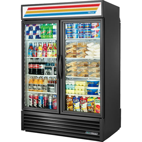 True GDM-49RL-HC~TSL01 Two-Section Rear Load Swing Glass Door Refrigerated Merchandiser