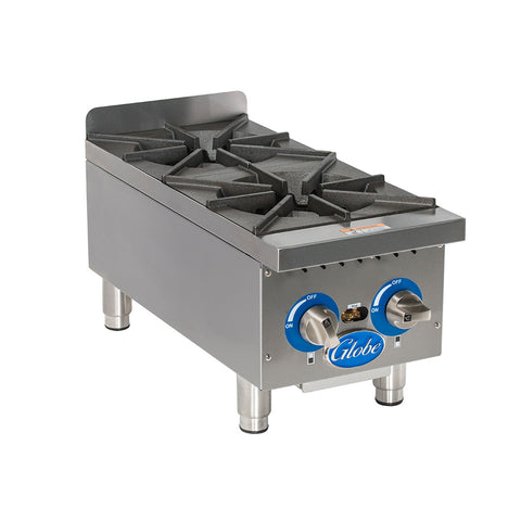 Globe GHP12G 12 Inch 2 Burner Gas Countertop Hot Plate (44,000 BTU)