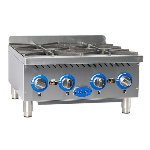 Globe GHP24G 24 in 4-Burner Countertop Gas Hot Plate (88,000 BTU)