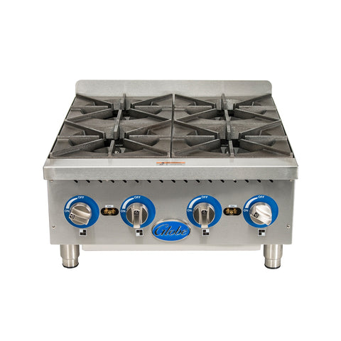 Globe GHP24G 24 in 4-Burner Countertop Gas Hot Plate (88,000 BTU)