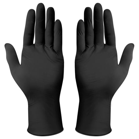 Winco GLN-MB Disposable Nitrile Gloves, Medium, Black, Powder-Free, 100/Box