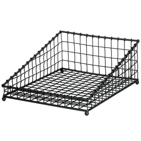 TableCraft GM1519 Grand Master 15" x 19-1/2" Angled Rectangular Black Wire Basket