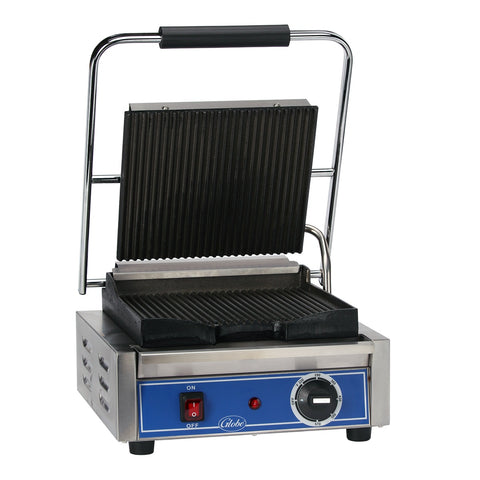 Globe GPG10 Bistro Series Single Panini Grill, Grooved Cast Iron Plates