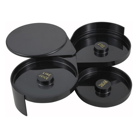 Winco GR-3 3-Tier Glass Rimmer - Black Plastic, NSF Listed