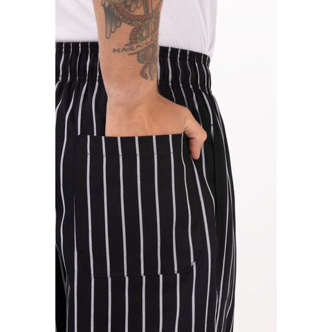 Chef Works GSBP0005XL Designer Baggy Chef Pants, Black with Chalk Stripe, 5XL