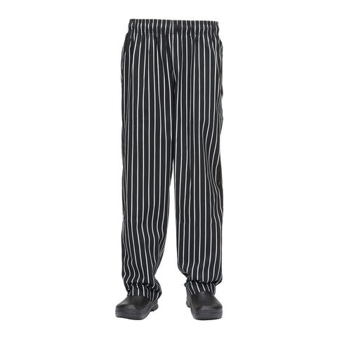 Chef Works GSBP0005XL Designer Baggy Chef Pants, Black with Chalk Stripe, 5XL