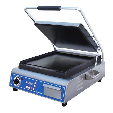 Globe GSG14D Deluxe Smooth Plate Panini Grill, 14 x 14 in Cooking Surface, 120V