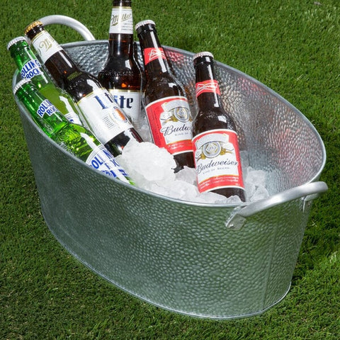 TableCraft GT2313 Galvanized Steel Oval Beverage Tub - 23" x 13" x 7-1/2"