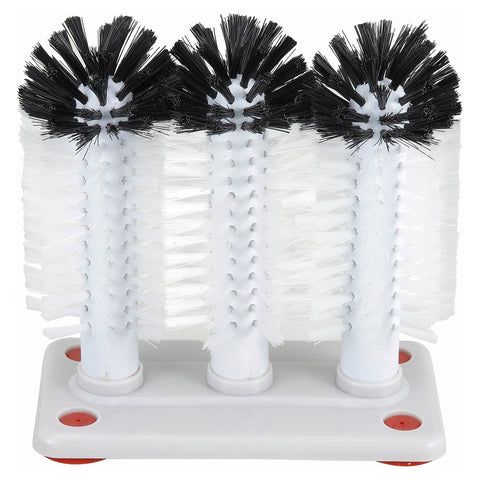 Winco GWB-3 3-Brush Manual Glass Washer with Plastic Base