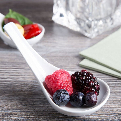 Tuxton China GZP-706 TuxTrendz Porcelain White Oval China Tasting Spoon
