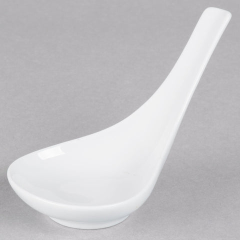 Tuxton China GZP-706 TuxTrendz Porcelain White Oval China Tasting Spoon