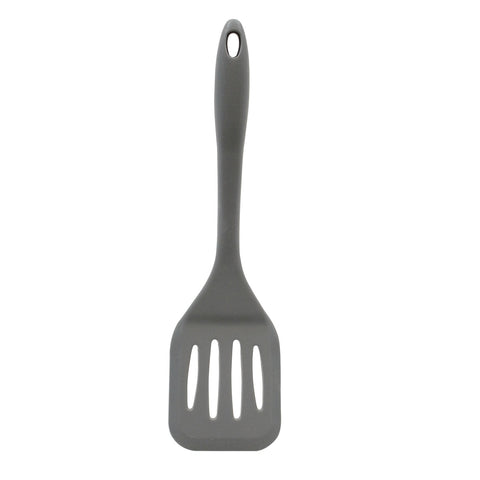 Tablecraft H3905GY Gray Silicone Slotted Turner, 12"