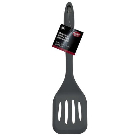 Tablecraft H3905GY Gray Silicone Slotted Turner, 12"