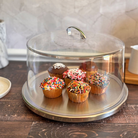 TableCraft H820P422 Low Profile Cake Plate and Dome Cover Set