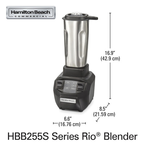 Hamilton Beach HBB255S Rio Commercial Drink Blender with 32 oz Stainless Steel Jar, 120V