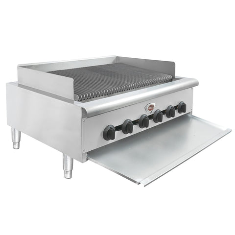 Wells HDCB-3630G 36 in 6-Burner Gas Countertop Charbroiler, 120,000 BTU (NG Convertible to LP)