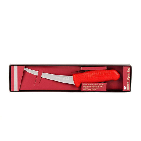Master Grade HM-03-15 NIREY 6 in. Stainless Hi-Speed Steel Flexy Boning Knife with Red Handle