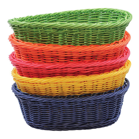 Tablecraft Products HM1174A Ridal Collection Oval Rattan Basket, Assorted Colors, 9-1/4 x 6-1/4 x 3-1/4