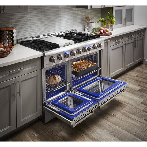 THOR Kitchen HRG4808U 48-Inch Professional Freestanding Gas Range with Double Oven, 6 Burners and Griddle